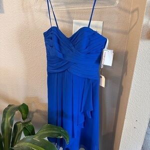 David’s bridal Short Crinkle Chiffon Dress with Front Cascade